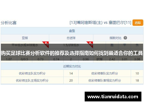 购买足球比赛分析软件的推荐及选择指南如何找到最适合你的工具